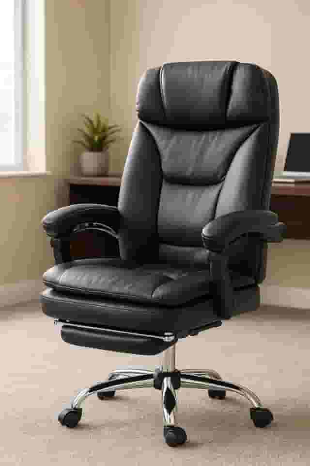 Cadeira de Escritório Presidente Home Office Ajustável Com Apoio Para os Pés Deluxe