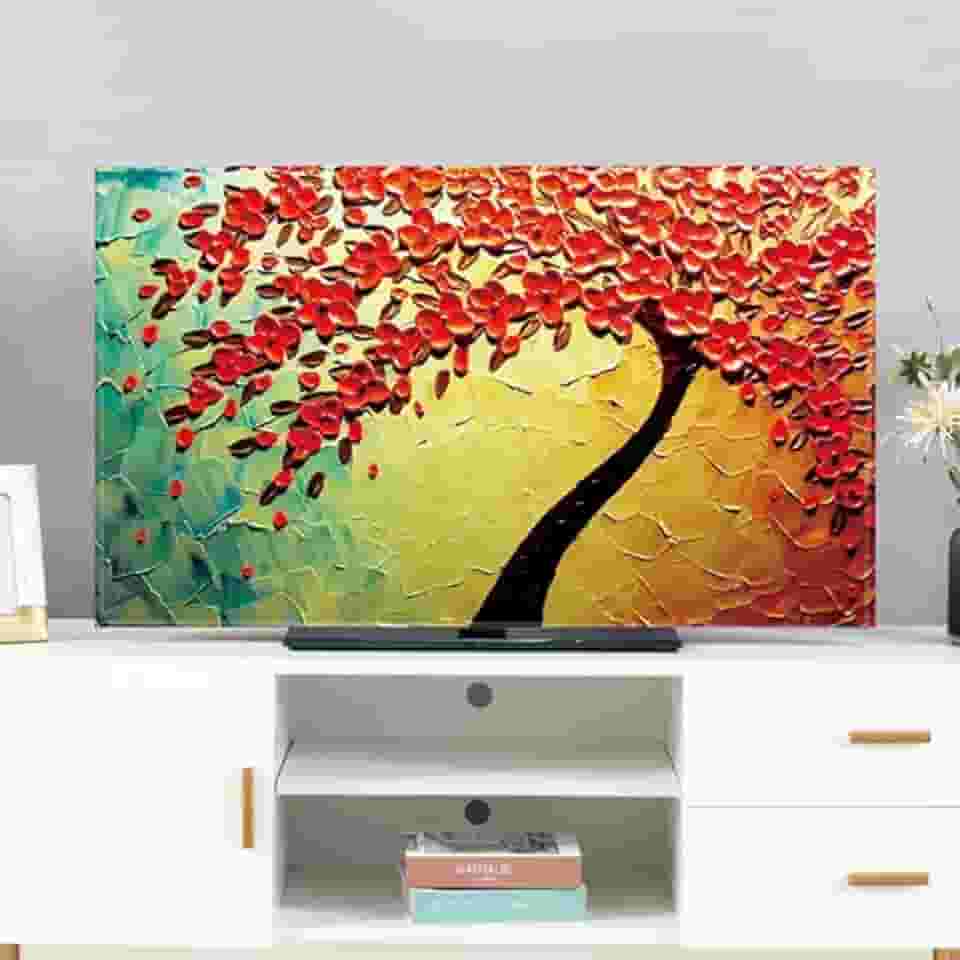 Capa de TV Protetores de Tela de TV Padrão Colorido Multitamanho Tela de TV Universal Decorativa para LCD LED Antiderrapante Capa de Poeira Quarto Sala de Estar Decoração-Flor 1||32 polegadas