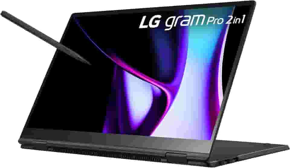 Notebook LG gram Pro 2 em 1, 16 polegadas, fino e leve, Intel Evo Edition, processador Intel Core Ultra 7 habilitado para IA, Windows 11 Home, 16 GB de RAM, SSD de 512 GB, tela IPS com toque, preto
