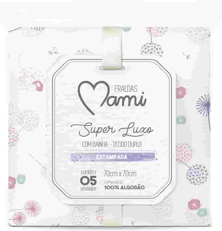Papi Textil Fralda Super Luxo Mami C/ Bainha Estampada 70Cm X 70Cm Contem 05 Un