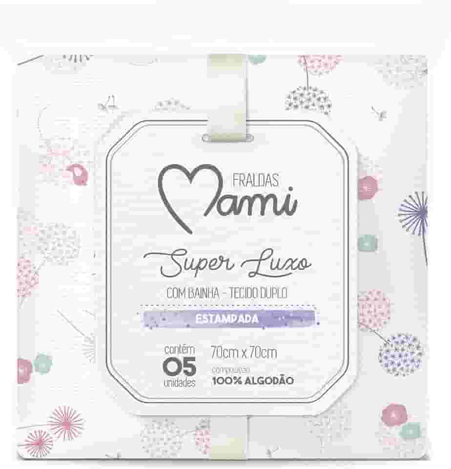 Papi Textil Fralda Super Luxo Mami C/ Bainha Estampada 70Cm X 70Cm Contem 05 Un