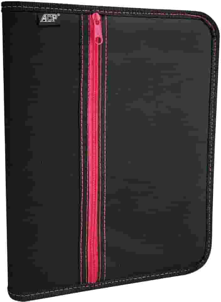 Fichário com Zíper, Nylon, Preto com Bolso na Capa, 270 X 345 X 45 mm, ACP