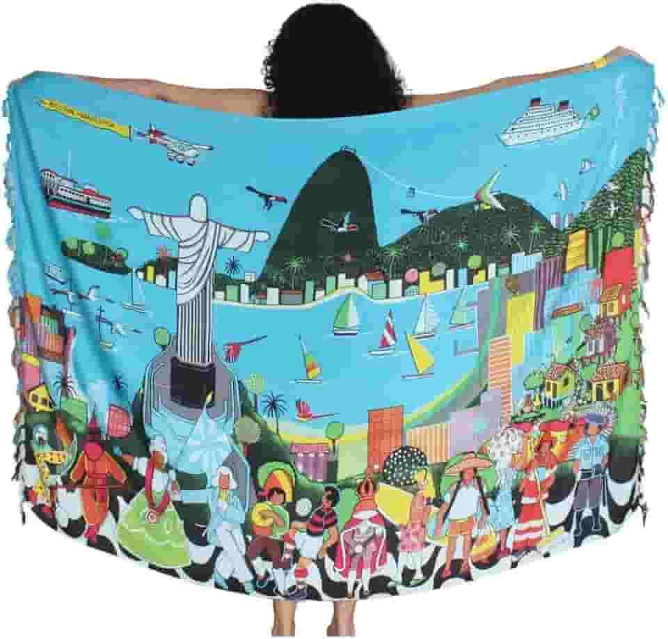 Canga de Praia Gigante Brasil Rio de Janeiro, 100% Viscose, Estampa de Bali