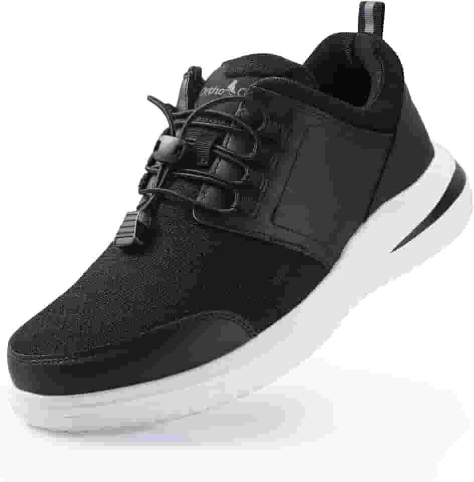 Tênis masculino extra largo para caminhar o dia todo, tênis ortopédico com suporte de arco, bico largo para alívio da dor na fascite plantar