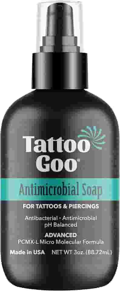 Tattoo Goo Sabonete De Limpeza Profunda, Cuidados Posteriores Desinfetantes Para Tatuagens E Piercings - Azeite Hidratante, Sem Álcool E Sem Fragrâncias - 3 Onças