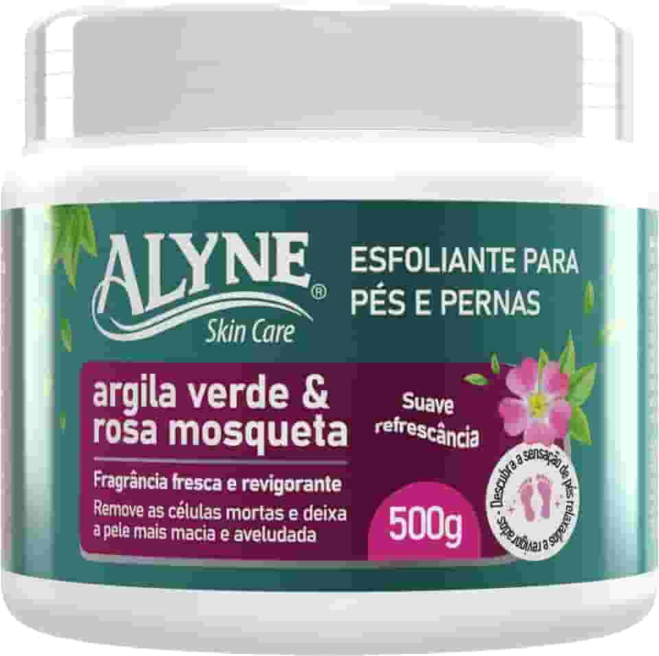 Alyne, Creme Esfoliante para os pés, Argila Verde e Rosa Mosqueta, 500 g, Verde