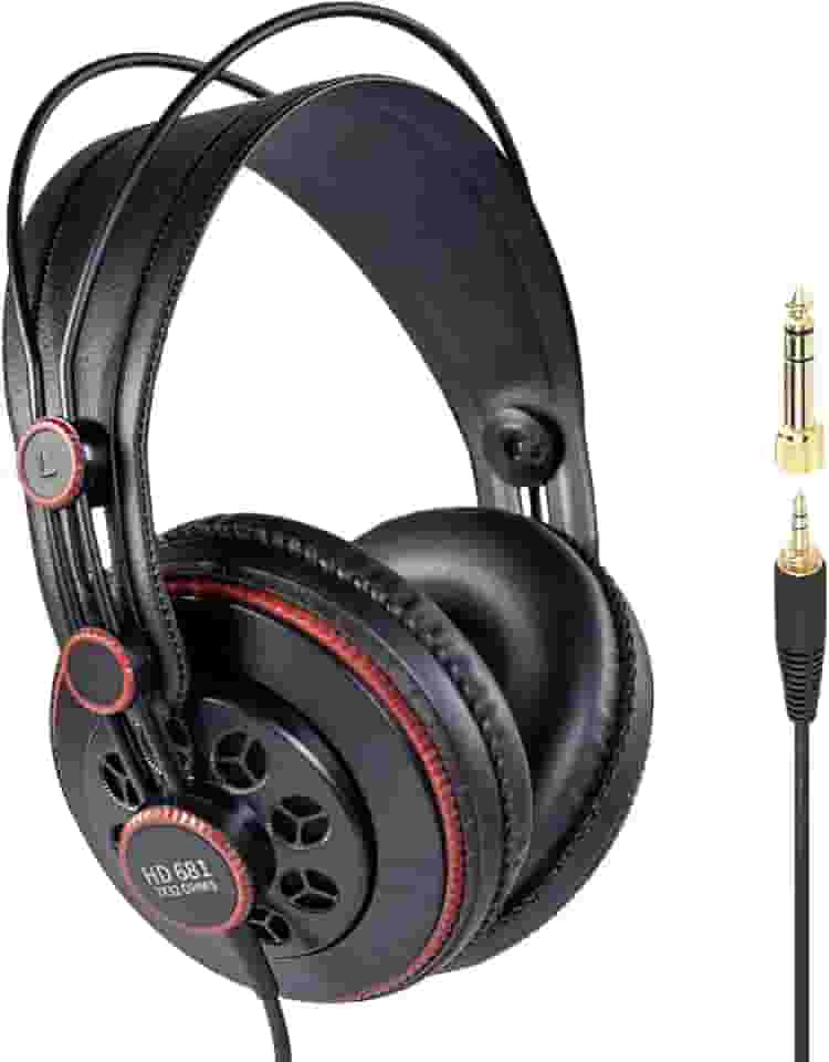 Superlux HD681 Fones de ouvido semiabertos para estúdio, Over-Ear com fio com drivers de neodímio de 50 mm, cabo de um lado, 10-30.000Hz, para monitoramento, gravação, mixagem, podcast, música