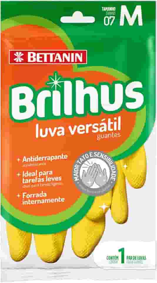 Brilhus - Luva de Látex Versátil, Tamanho M, Cor Amarela, Bettanin