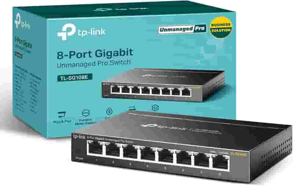 TP-Link Switch Gigabit de 8 portas | Fácil de gerenciar | Plug & Play | Montagem em desktop/parede | Metal resistente com portas blindadas | Suporta QoS, Vlan, IGMP e LAG (TL-SG108E)