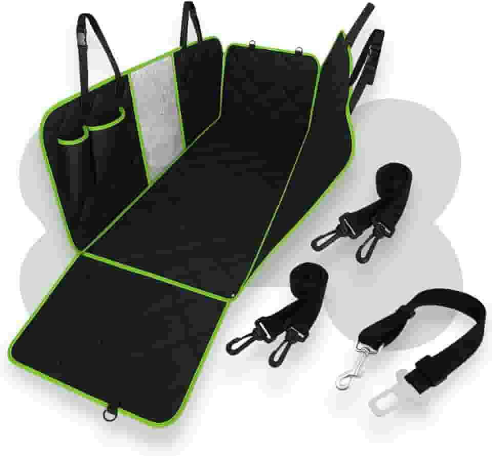 Capa Protetora Impermeável 7 em 1 para Banco Traseiro – Pet, Antiderrapante, Resistente, Ideal para Cachorros e Gatos, Com Cinto de Segurança (Verde)