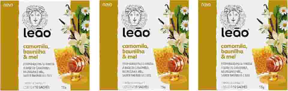 Chá Leão Camomila, Baunilha e Mel - Combo (30 Sachês)