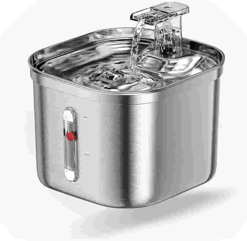 Bebedouro Fonte Água 2l Filtro Silenciosa Inox Para Gatos Cães Filtragem Automática Com Nível de Água