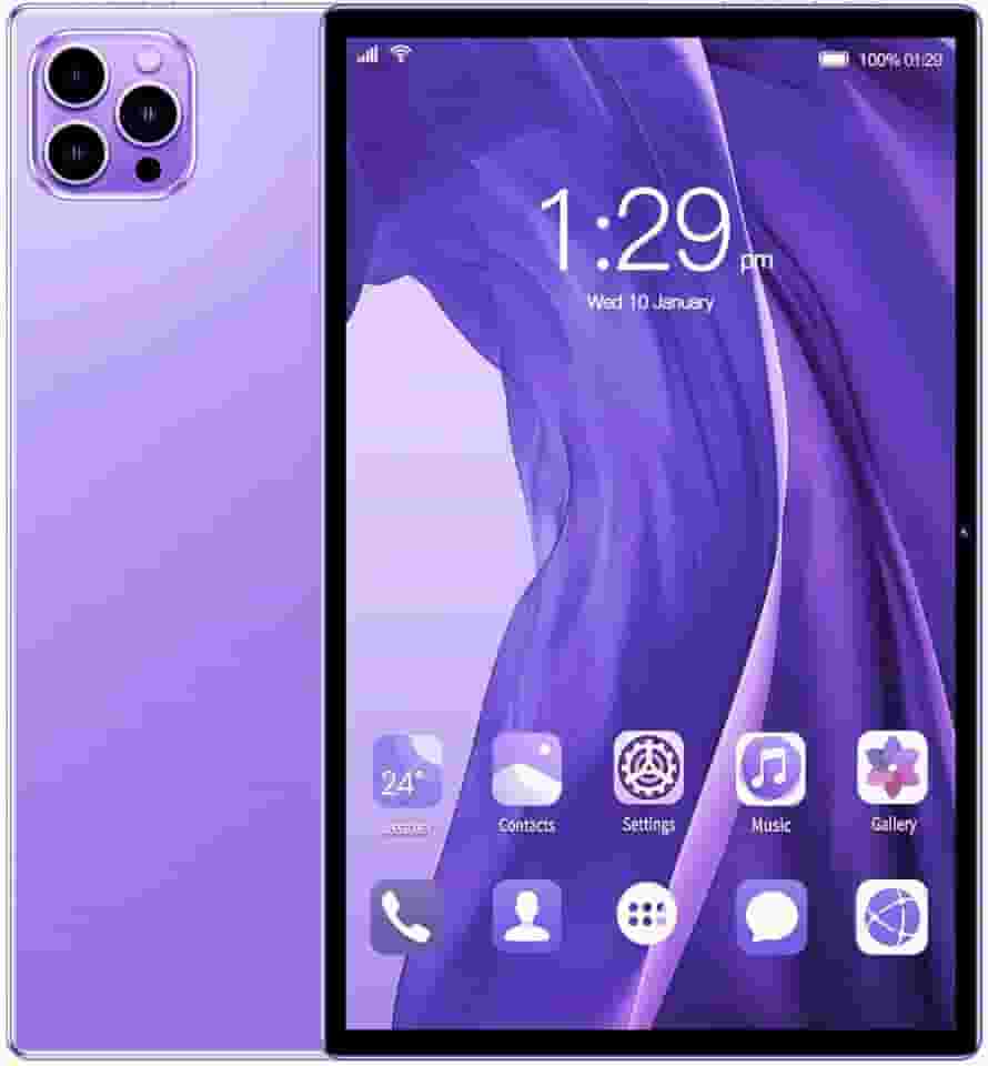 Tablet V62 10.1" FHD Android 12, MTK6797, Câmera 24MP, Bateria 8000mAh – Modelos com 6GB, 8GB, 12GB RAM e até 512GB – Sem Marca – Com Tela Full HD (Lilas, 6+128)