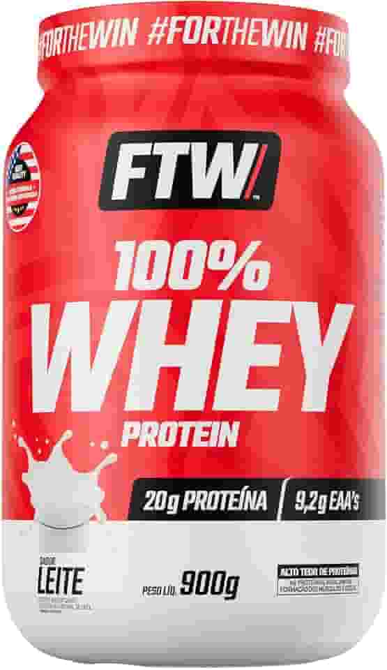 FTW 100% Whey Protein com Proteína Concentrada WPC, Suplemento Alimentar Pós-Treino em Pó com Fonte de Proteína do Soro do Leite, Alto Valor Biológico, Sem Glúten – Pote 900g (Sabor Leite)