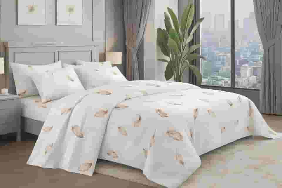 Jogo de Lençol de Cama Casal Queen, 4 Peças, 100% Algodão, 2500 Fios, Estampado Importado (Winter Gray)