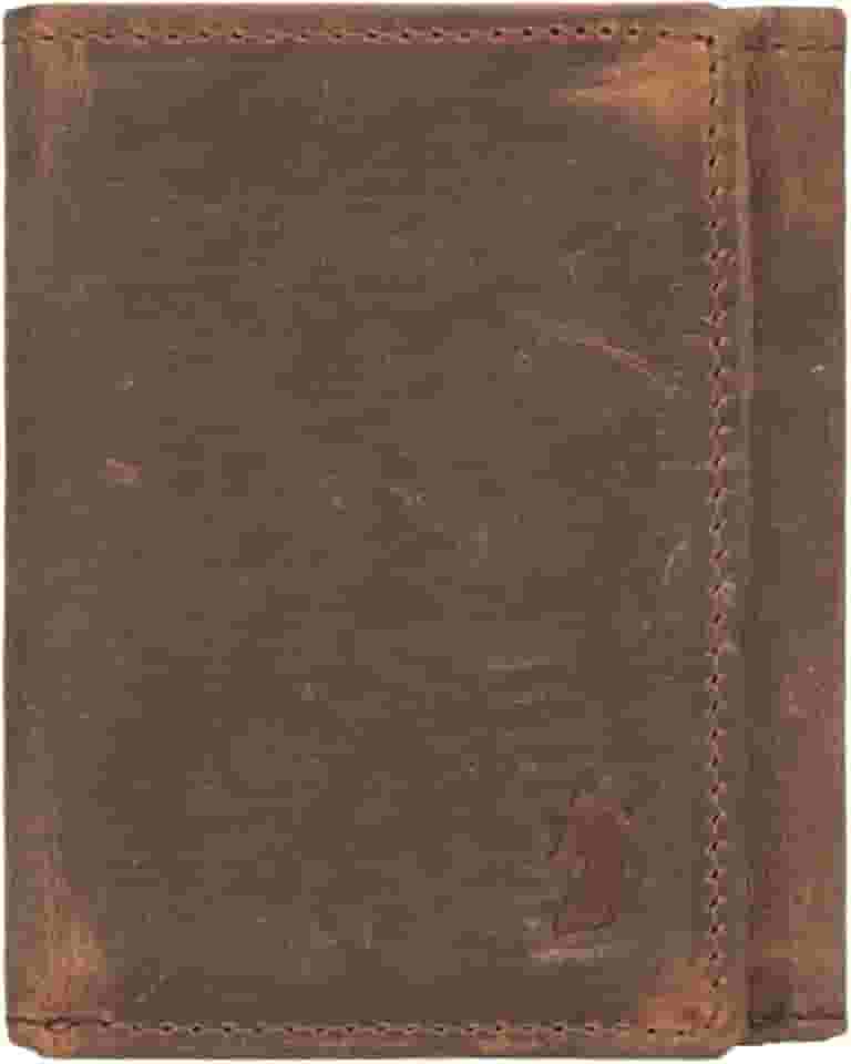 Carteira dupla de couro, preta, Preto, Marrom com três dobras