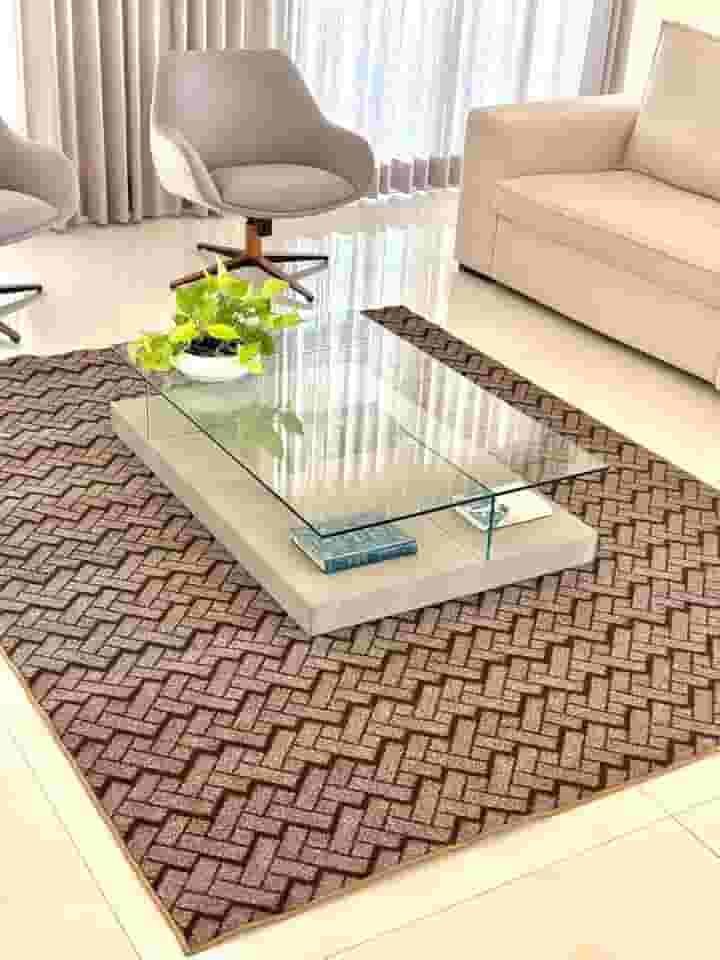 Tapete Carpete para Sala Fácil de Limpar (Zig Zag Marrom, 2,00x2,50)