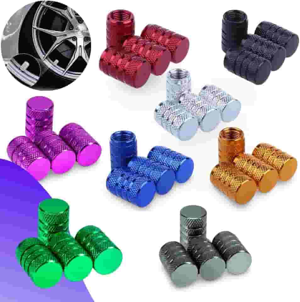 kit 4 Tampinha Tampas Da Válvula Do Pneu Universal Capa Automotiva Bico De Carro De Metal Alumínio Caminhão Carro Biquinho Moto Bicicleta Bike Premium DAFALUI (Lilás)