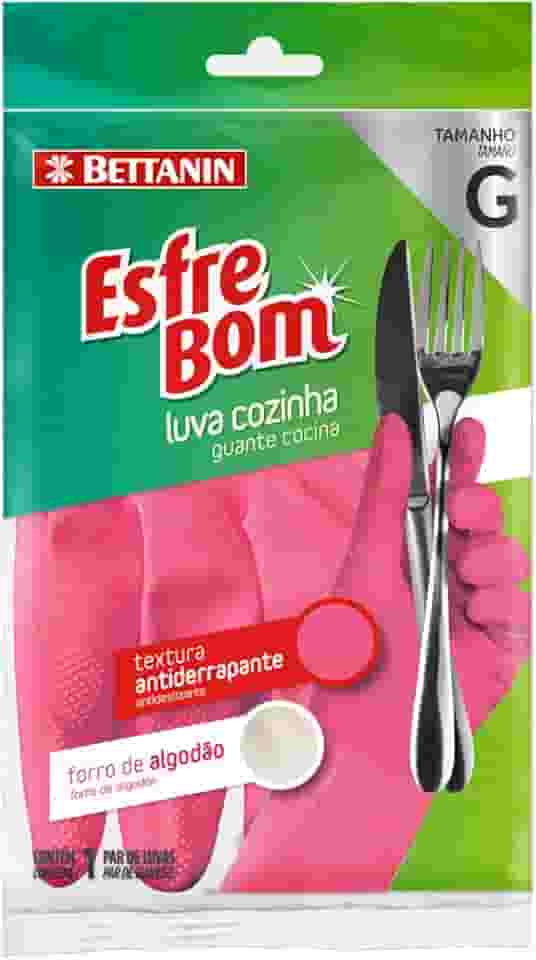 EsfreBom - Luva de Látex para Cozinha Tamanho G, Cor Rosa, Bettanin