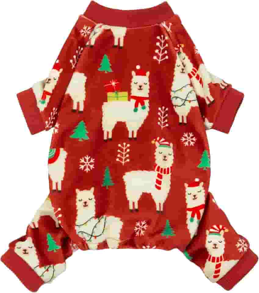 Fitwarm Pijama de Natal para cães alpaca, roupas de Natal para cães pequenos, meninos e meninas, roupa para animais de estimação, vermelho, verde, branco, médio