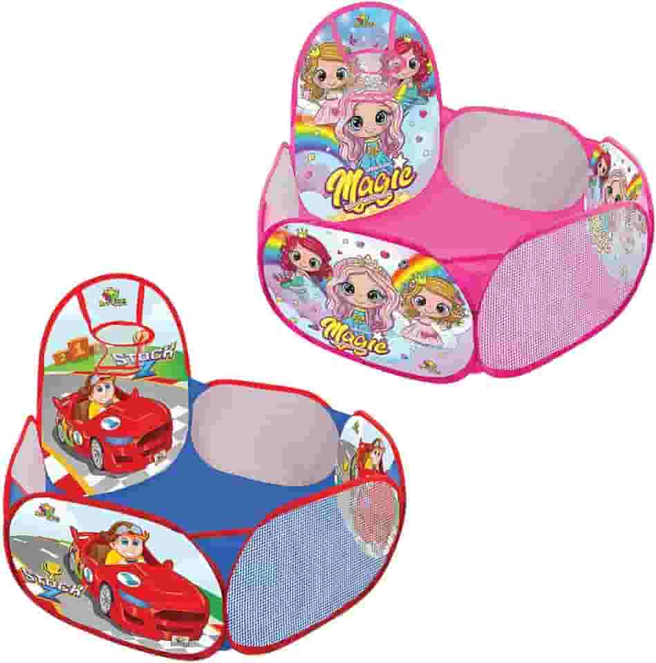 Piscina De Bolinhas Com Cesta de Basquete Barraca com Cesta Cercado Chiqueirinho Dobrável Portátil Linha Premium M5 Armarinhos (Azul)