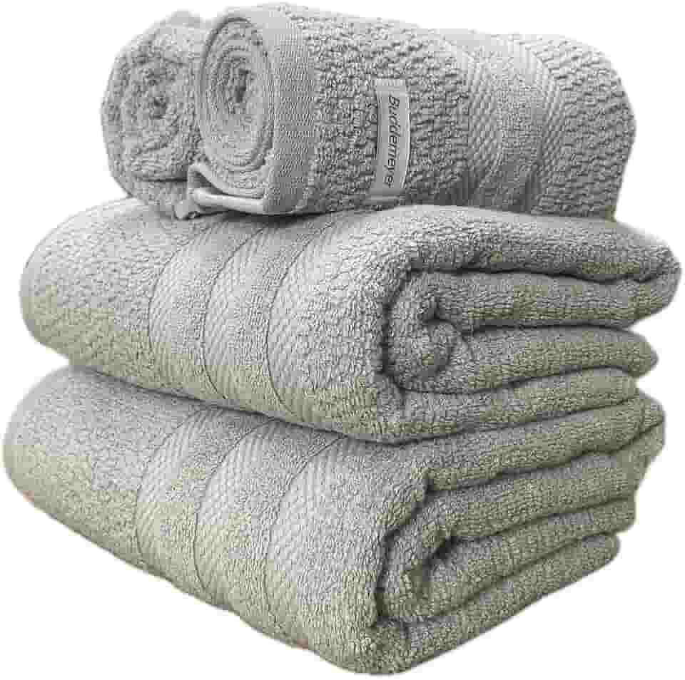 Jogo De Banho Buddemeyer Vanilla Extra Soft 100% Algodão Toalha Alta Absorção Macia Grande 4 Peças - Banho e Rosto - Presente (Cinza 1825)