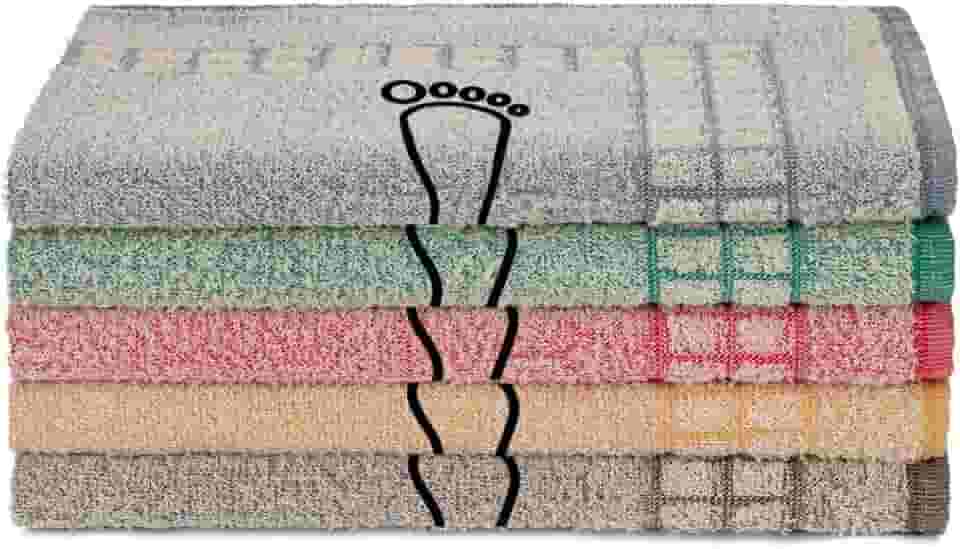 Kit 05 Tapete Para Banheiro Atoalhado 100% Algodão Felpudo 45x65cm Saída de Box Alta Absorção - Sortido