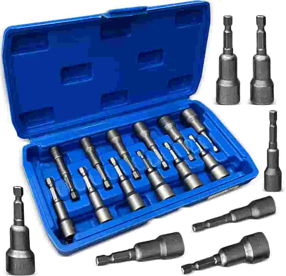 Bits Soquete Canhão Parafusadeira Magnético 12 Peças, Jogo De Bits Canhão Soquete Sextevado Com Maleta, Conjunto de Soquetes Hexagonais para Parafusadeira