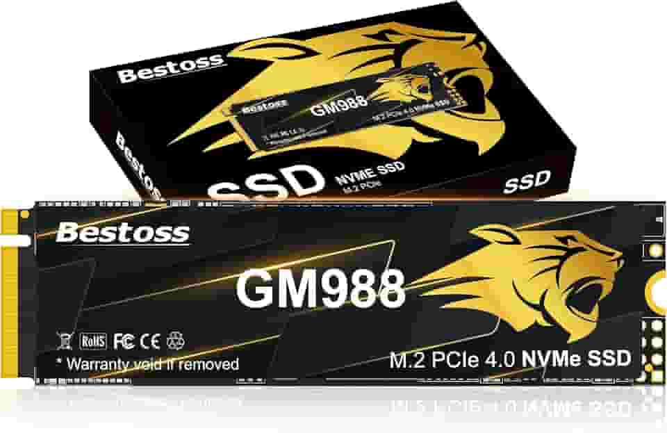 GM988 M.2 2280 NVMe SSD 2TB PCIe Gen 4, até 7300MB/s, Cache SLC e HMB, PS5/PC/Laptop Upgrade, sob medida para jogadores, editores de vídeo, criadores de ponta e desenvolvedores de IA exigindo