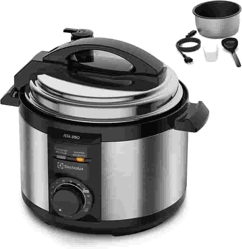Panela pressão elétrica electrolux 3 Litros inox compacta feijão segura 9 travas segurança silenciosa PCE15 Rita Lobo 127v