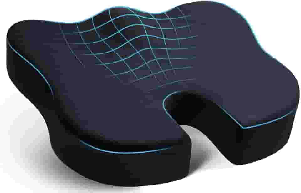 Almofada de assento,almofada de cadeira de escritório,almofada assento de carro,almofadas de cadeira espuma viscoelástica para cóccix,ciática,alívio da dor lombar (capa de veludo,preta)