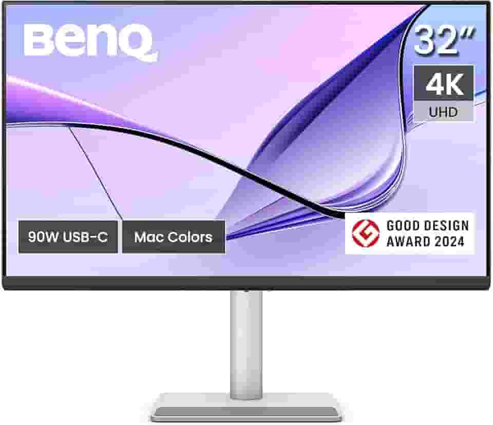 BenQ MA320U Creator Monitor para MacBook 81.3 cm UHD | 100% Rec.709 e sRGB, 98% P3 | IPS | Delta ≤3 | Pantone | KVM | Relatório de calibração | Erognomic | USB-C | Hub USB