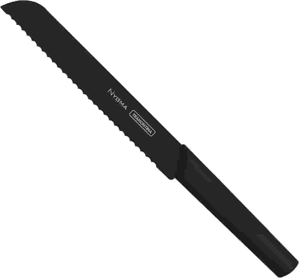 Faca para Pão Tramontina Nygma com Lâmina em Aço Inox e Cabo de Polipropileno Texturizado Preto 8"