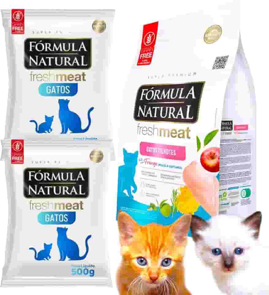 Formula Natural Fresh Meat, Ração para Gatos Filhotes, Frango, Maçã e Cúrcuma, Grain Free, Super Premium, 1 kg, 2 Unidades