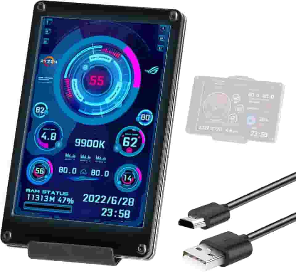 3 5 Polegadas Tela LCD IPS para Sub-Tela de Monitoramento CPU e GPU Suporta Raspberry Pi Wins Linux Alimentado via USB com Múltiplos Temas Fácil do Computador