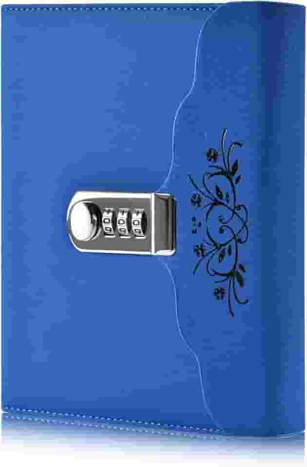 ARRLSDB Lock Diary Caderno de couro para escrever caderno organizador de senha digital com bloqueio diário pessoal (azul)