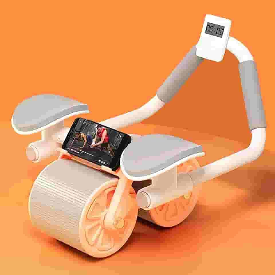 Kit de roda abdominal de rebote automático com suporte de cotovelo e temporizador, nova roda de rolo Ab de rebote automático 2023, rolo de roda abdominal para treino de núcleo, rolos Abb Equipamento de exercício abdominal