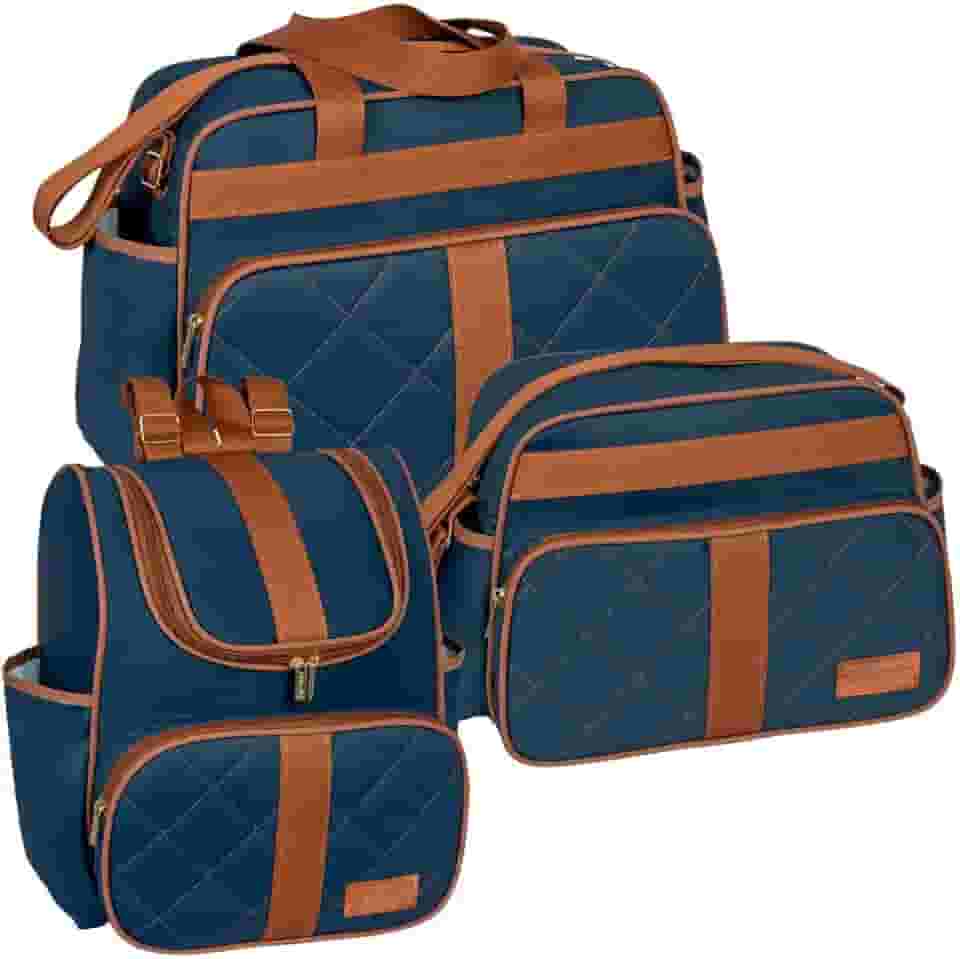 Kit 03 Peças Bolsa Frasqueira Mochila Maternidade Bebê Menino Menina Impermeável