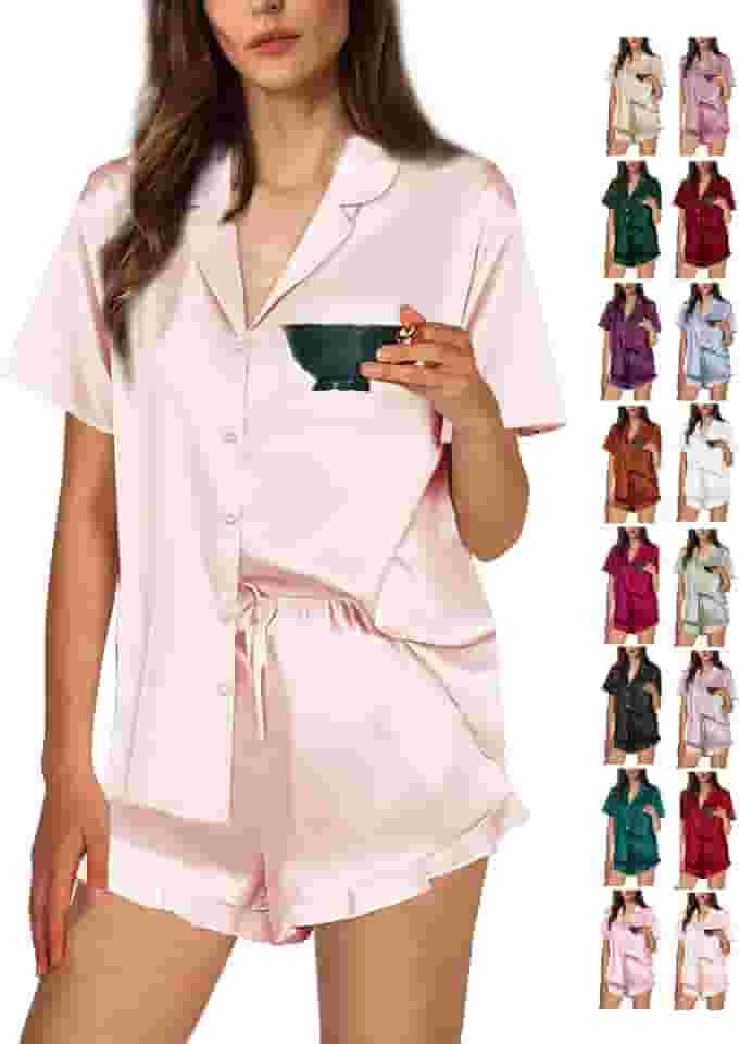 Conjunto de pijama feminino de cetim sedoso PP-4GG com babados, roupa de casa, roupa de dormir