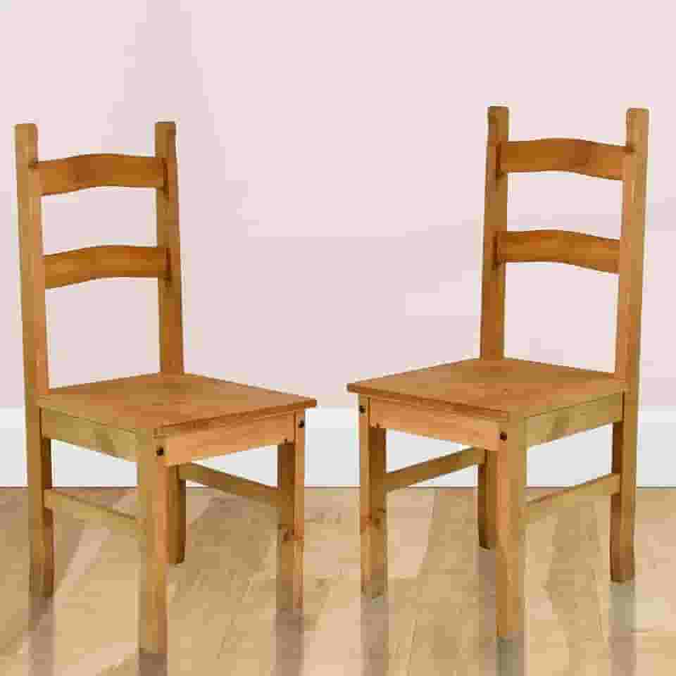 Duas Cadeiras de Madeira Maciça Marrom Antique - 99,5 Alt X 40,8 Larg X 47,4 Prof - Cadeira para Mesa de Jantar, Design Campo-Chic - Acabamento em Cera, Madeira Pinus Elliottis - PENSE DENTRO DA CAIXA