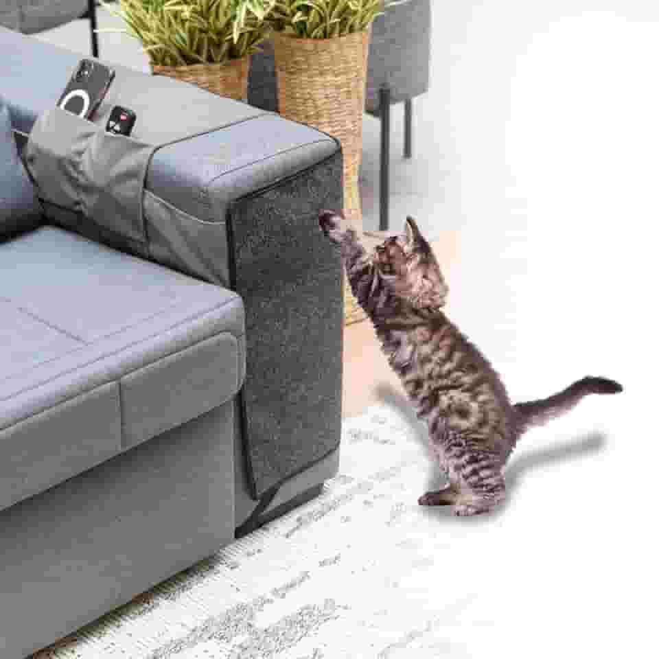 Protetor De Sofá E Arranhador Para Gatos Com Suporte Para Controle - (par) Premium (Cinza)