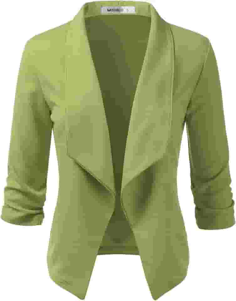 Blazer feminino leve e fino manga 3/4 aberto frontal com plus size