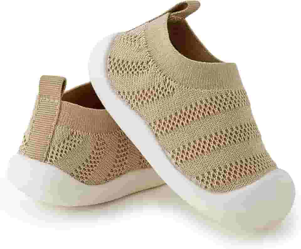 Sapatos de primeira caminhada para bebês, sem cadarço, antiderrapante, infantil, respirável, de algodão, com palmilha de memória, unissex, para uso interno e externo