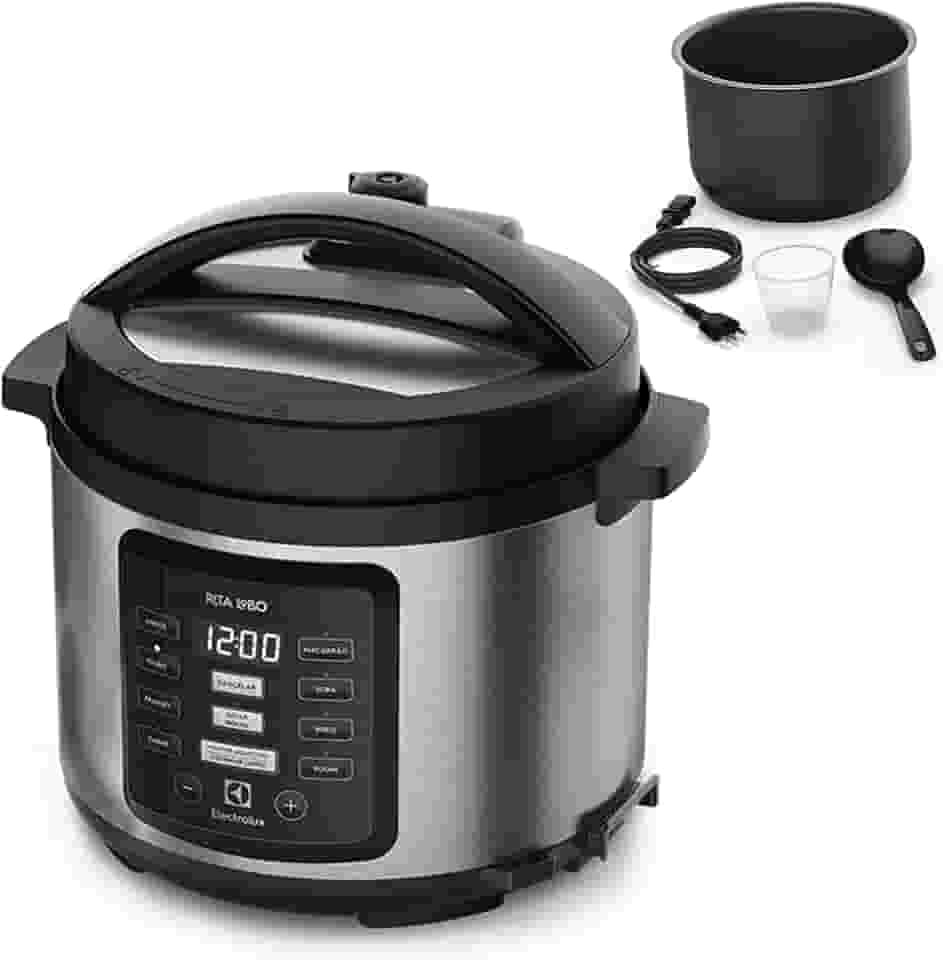 Electrolux Panela pressão elétrica digital capacidade 5L silenciosa segura 10 travas segurança 8 receitas pré-programadas 3 níveis pressão PCC15 inox preto 220v por Rita Lobo