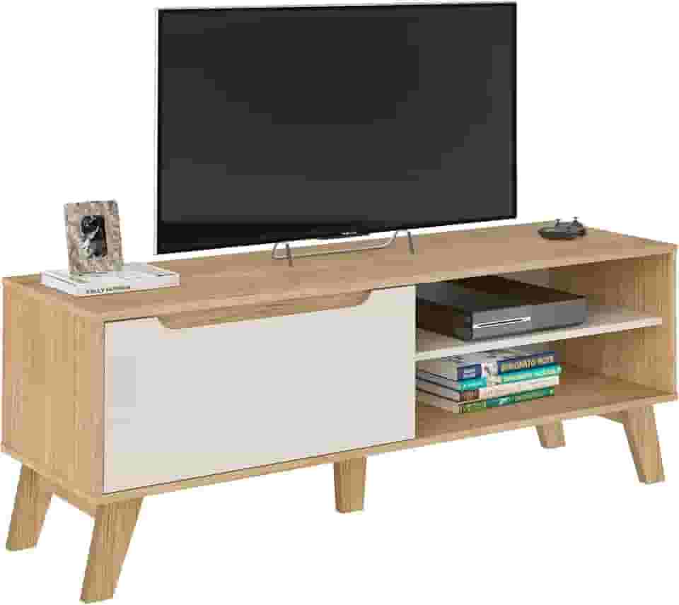 Rack para Tv ate 60" com porta basculante LOTUS cor Carvalho com Off White - Artely