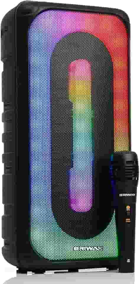 Caixa de Som Bluetooth 400w Rms Amplificada Iluminação Led RGB Som Potente Tws Com Microfone P10 Karaokê Mp3 Rádio Fm Conexão Usb Tipo C P2 Auxiliar Cartão MicroSD