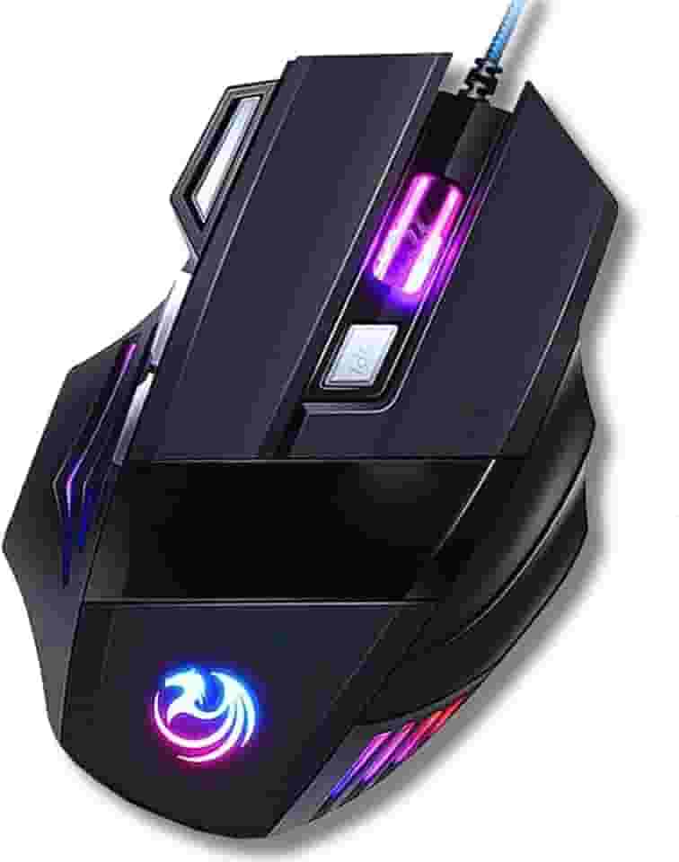 Mouse Gamer 7D 3200 DPI Ajustável 7 Botões Luzes Led RGB Alta Precisão e Velocidade, Jogos, Trabalho, Estudos, Cabo Reforçado Super Rápido Ergonômico Antideslizante Clique Duplo Premium