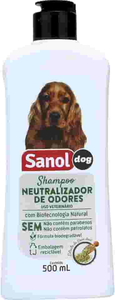 Sanol Dog Shampoo De Pêlos Para Cães E Gatos Neutralizador De Odores 500 Ml Branco
