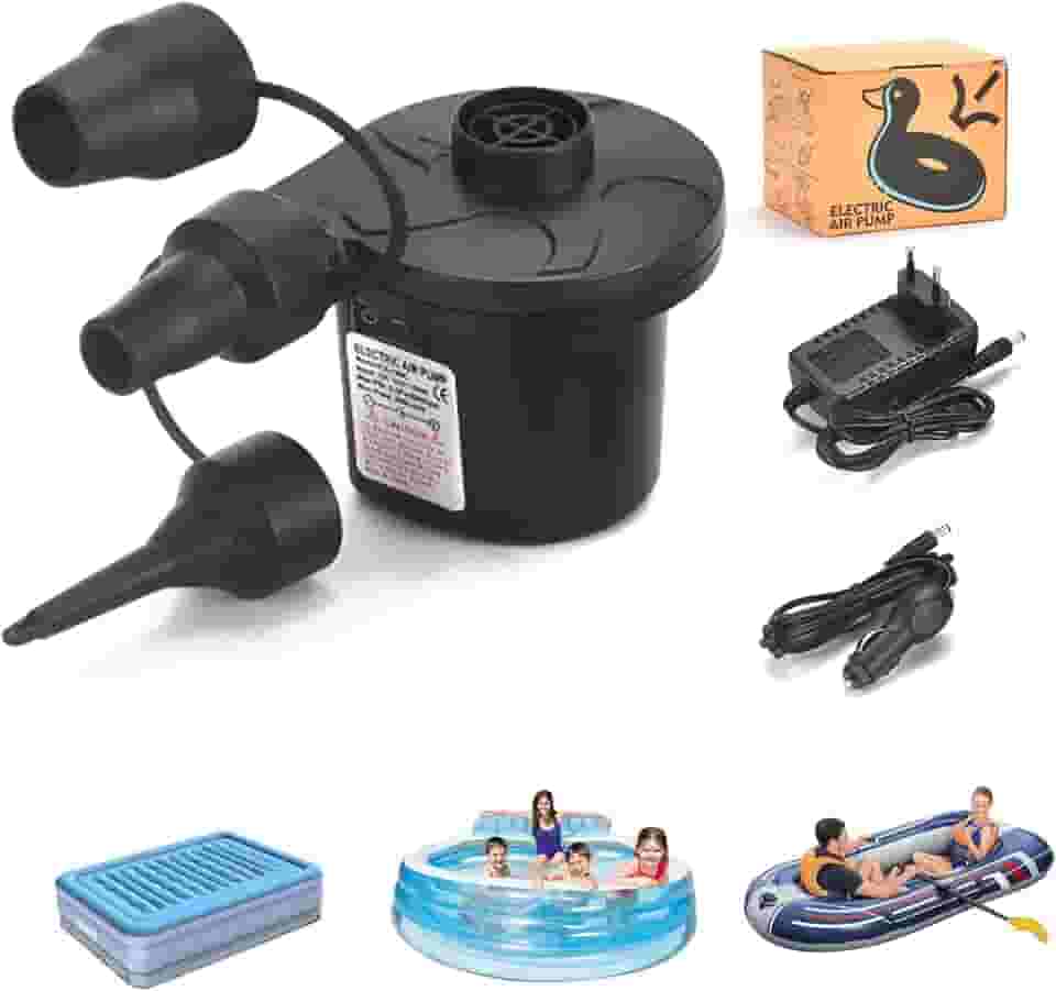 Bomba elétrica portátil para infláveis, deflator de inflador Bomba de ar rápida para flutuadores de piscina, camas de colchão de ar, barcos,4,5 kPa,110-220AC/12V DC