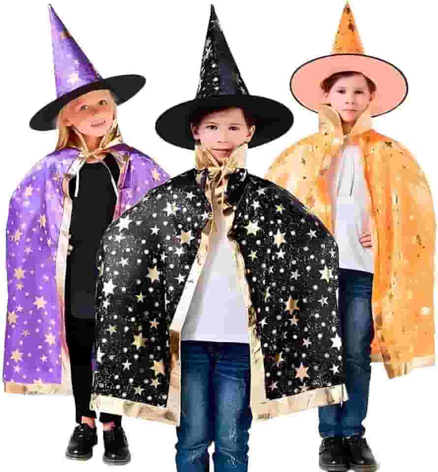 Fantasia Halloween Infantil Kit Capa Com Chapéu De Mago
